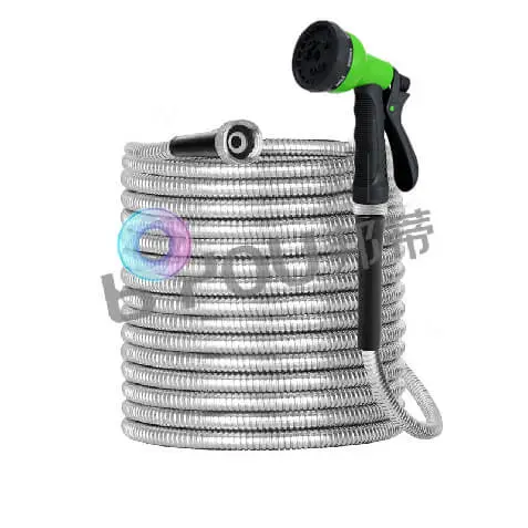 Stainless Steel Metal Garden Hose with Sprayer for Lawn and Car